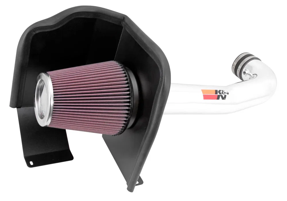 77-3082KP – K&N FILTER Cold Air Intake, Silver Aluminum Tube Red Universal Filter With Heat Shield